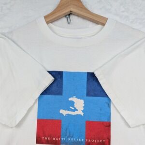 VTG Anvil T-Shirt Men's L White Dave Matthews Band Haiti Relief Graphic Y2K